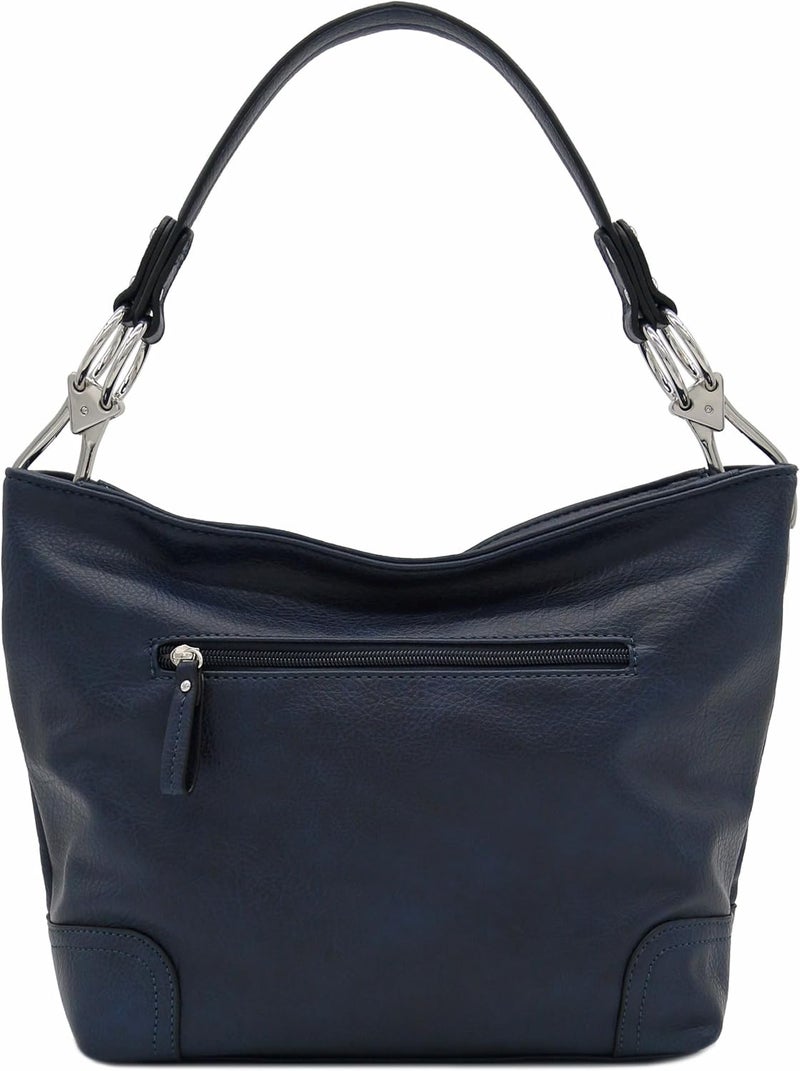 Alyssa Hobo Shoulder Bag with Big Snap Hook Hardware - Image 4